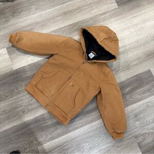 Vintage Y2K Carhartt YOUTH (7) Coat Hooded Brown/Tan Work-Style Jacket Outdoors